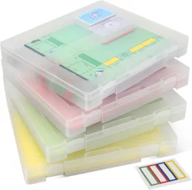 4-Pack Art & Craft Organizer Storage Case - Semi Transparent Stackable Plastic Craft Storage Container, Project Organizer Box Paper Custom Size Fit 8.5 x 11 Paper & More 12.4 x 10.8 x 1.7 In