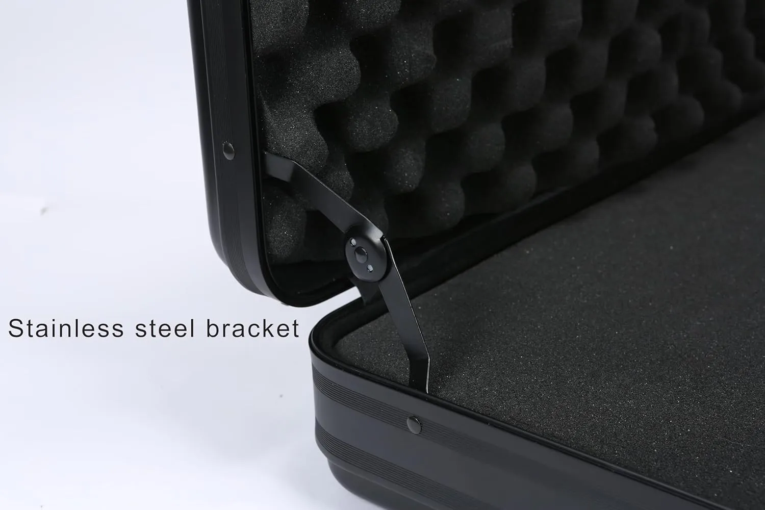 Aluminum Laptop Briefcase, Lockable Black Attache Case, Metal Hard Shell Money Case Portfolio File Box with Removable Interior and Foam (Black, 16.5x12.6x6.1 Inch)