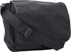 ARMYU Black Original Heavyweight Cotton Canvas Classic Heavyweight Military Messenger Bag   Streamer