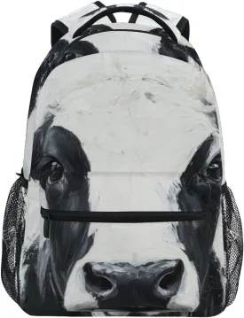 Backpack Cow Black White Head for School Boys Girls Laptop Travel Backpack Book Bag Daypack 11.4 16 In S Backpack Cow Black White Head for School Boys Girls Laptop Travel Backpack Book Bag Daypack 11.4 16 In S