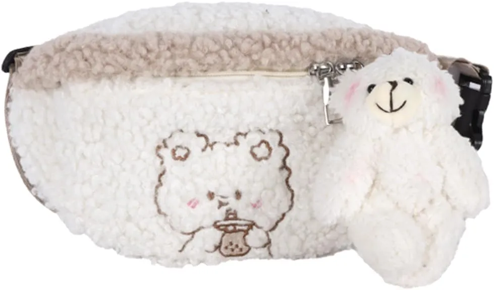Bear Plush Waist Bag Plush Fanny Pack Fleece Belt Bag Fanny Pack Purse With Adjustable Wide Strap Cute Crossbody Bags Fuzzy Fanny Pack For Girls Women