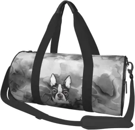 Boston Terrier Convertible Garment Bag with Shoulder Strap, Carry on Garment Duffel Bag for Men Women - Rolling Foldable for Travel Luggage Bags (Black)