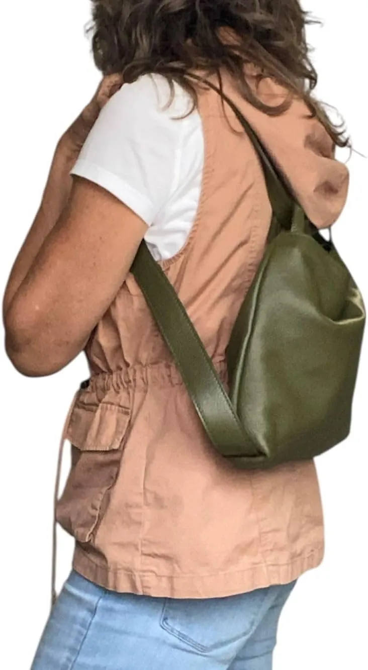Bria Convertible Leather Backpack Purse - Soft Casual Travel Shoulder Bag