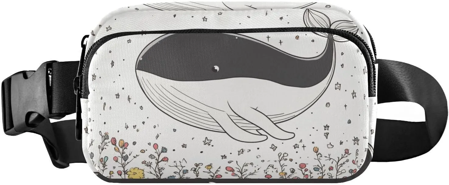 Chic Whale Trendy Fanny Pack Waist Bag for Women Men Teens Small Crossbody Sport Bag with Adjustable Strap for Shopping Sports Work