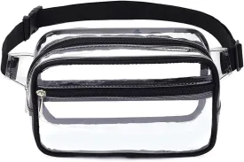 Clear Purse for Women Stadium Approved - Fanny Pack Belt Bag Crossbody Trendy (Black)