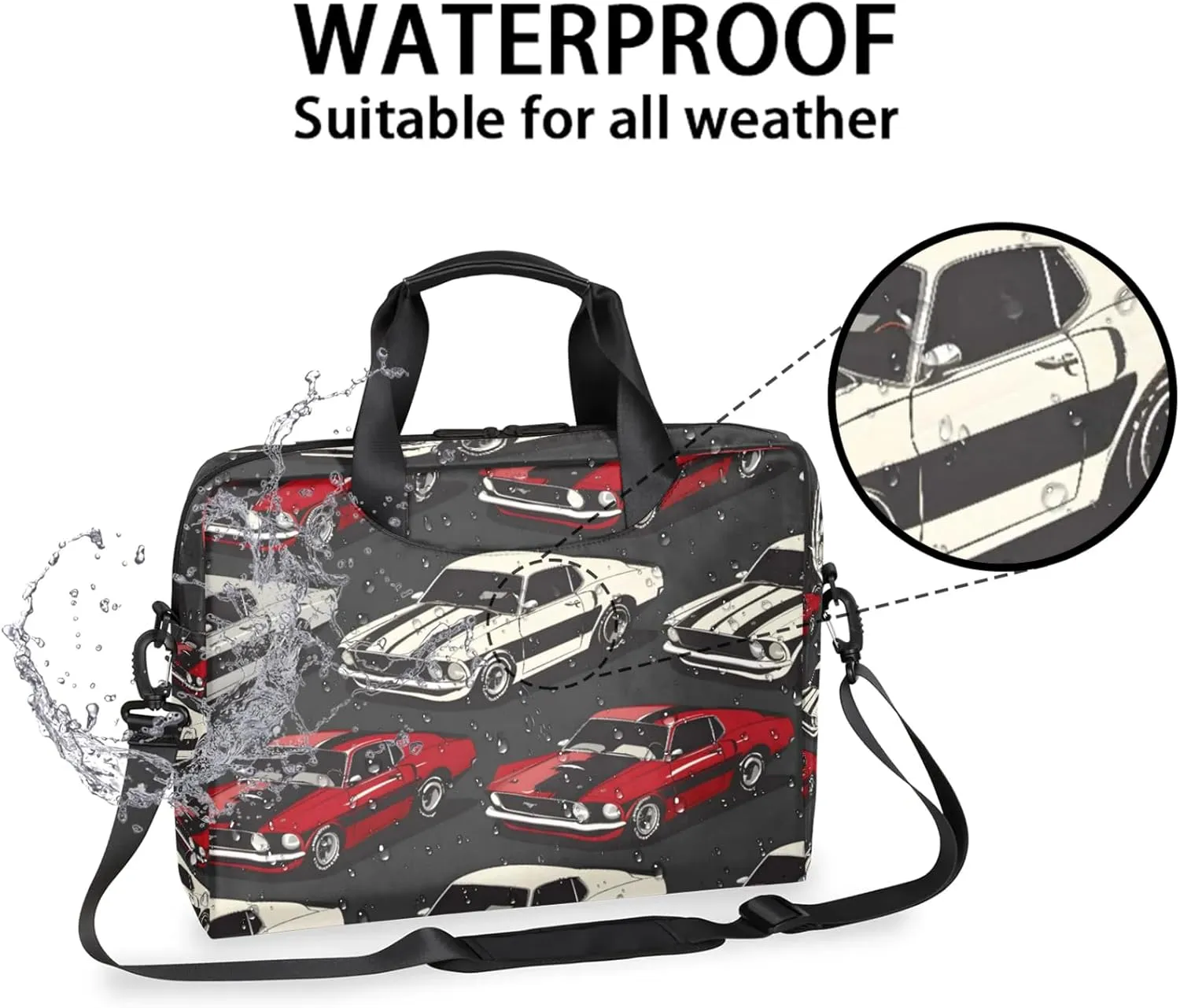 Cool Cars Laptop Bag 15.6 Inch Waterproof Laptop Sleeve Case with Shoulder Straps Computer Case Cover Slim Briefcase for Men and Women