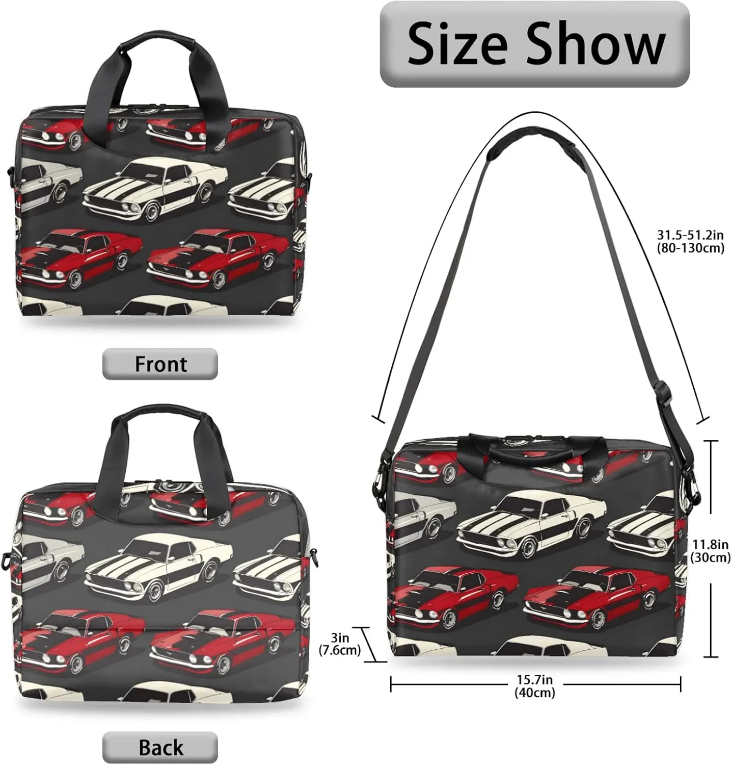 Cool Cars Laptop Bag 15.6 Inch Waterproof Laptop Sleeve Case with Shoulder Straps Computer Case Cover Slim Briefcase for Men and Women