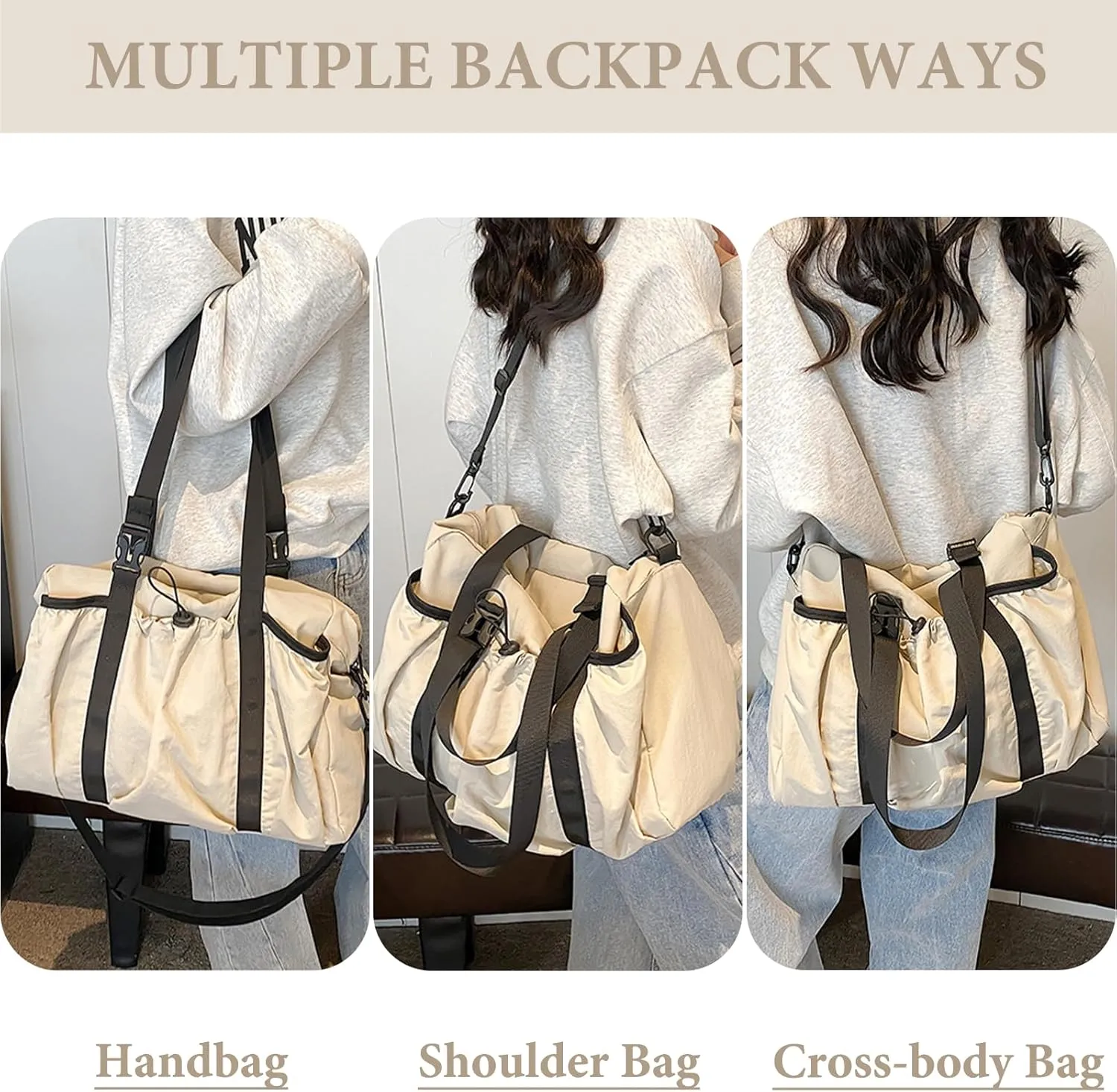 Drawstring Bucket Bag Nylon Crossbody Tote Bag Handbags for Women