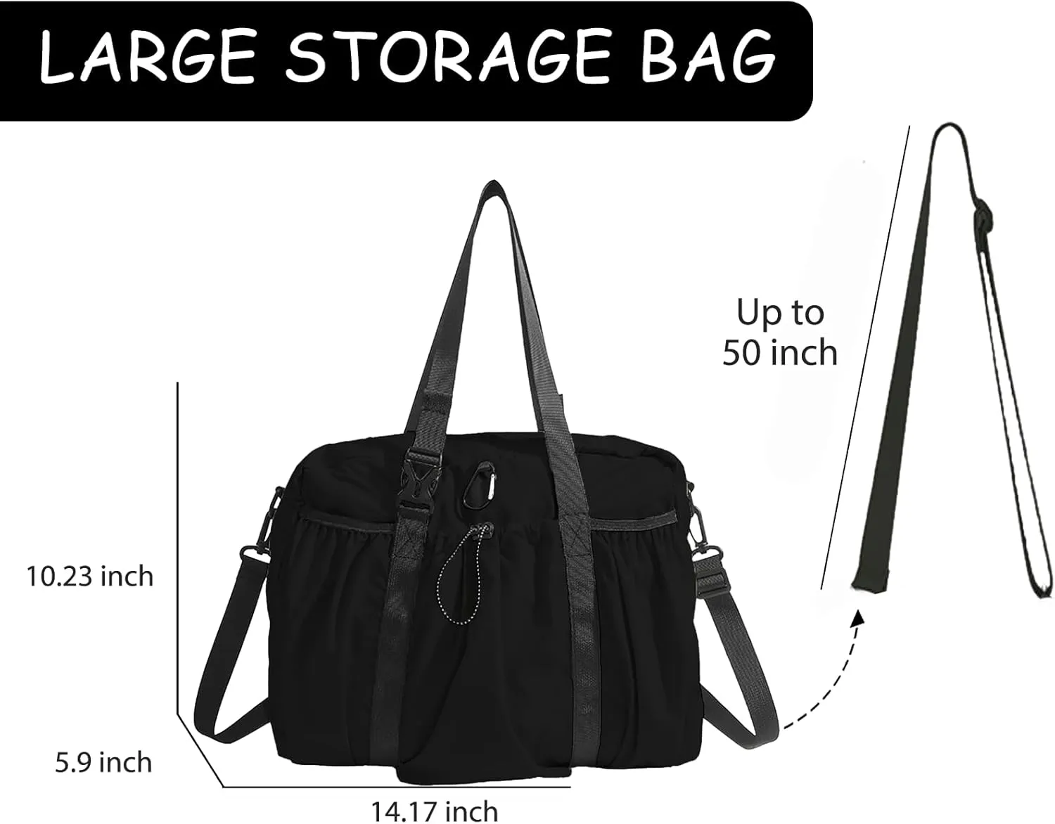 Drawstring Bucket Bag Nylon Crossbody Tote Bag Handbags for Women
