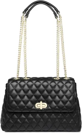 ER.Roulour Quilted Crossbody Bags for Women, Trendy Roomy Shoulder Handbags with Flap Gold Hardware Chain Purses Shoulder Bag
