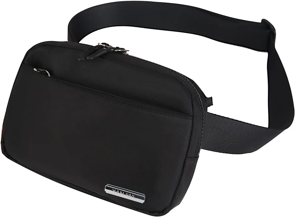 Fanny Pack for Women Man, Fashion Water Resistant Waist Packs, Crossbody Belt Bag with Adjustable Strap,Black