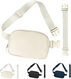 Fanny Pack for Women Men,Fashion Crossbody Bag Mini Belt Bag with Adjustable Strap and 11.8in Extension Belt, Waterproof Waist Bag for Outdoor Running Hiking Walking Travel (Beige)