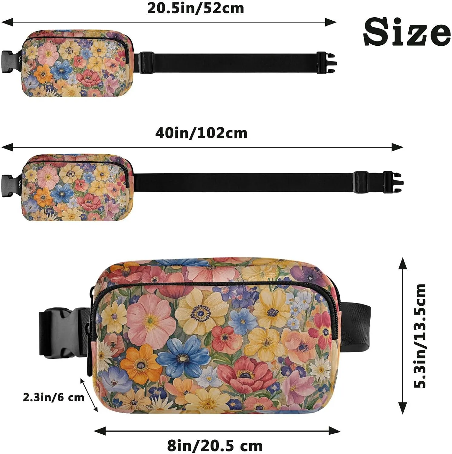 Fanny Pack Waist Bag with Adjustable Strap, Women Men Crossbody Sling Bags, Fall Flowers flower Anemone Peonies Terracotta, Large Capacity Travel Wallet for Shopping Sports Work
