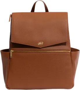 Freshly Picked Classic II Diaper Bag Backpack, Wipeable Vegan Leather With Changing Pad, Convertible (Cognac V2)