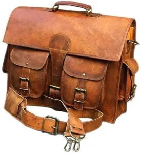 Genuine Leather Vintage Laptop Messenger Handmade Briefcase Bag Satchel By Vintage Couture