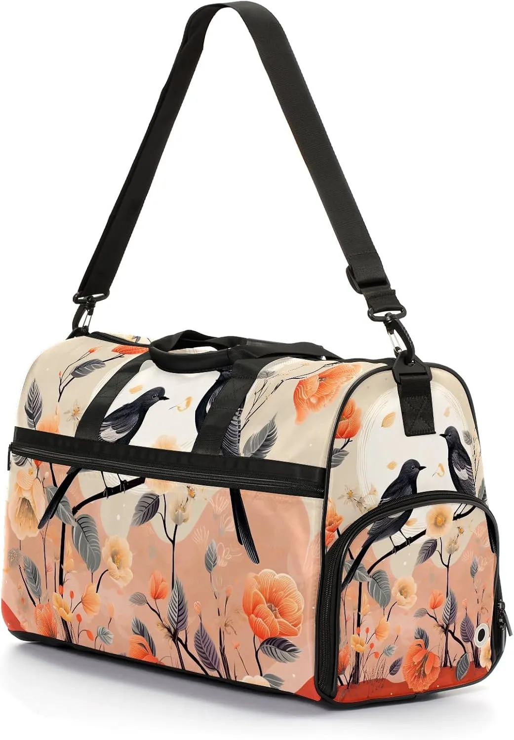 Gym Bag for Women, Carry on Weekender Overnight Bag, Travel Duffel Bags, Personal Item Travel Bag Tote Bag Workout Dance Bag, Chinese Painting Bird - 4