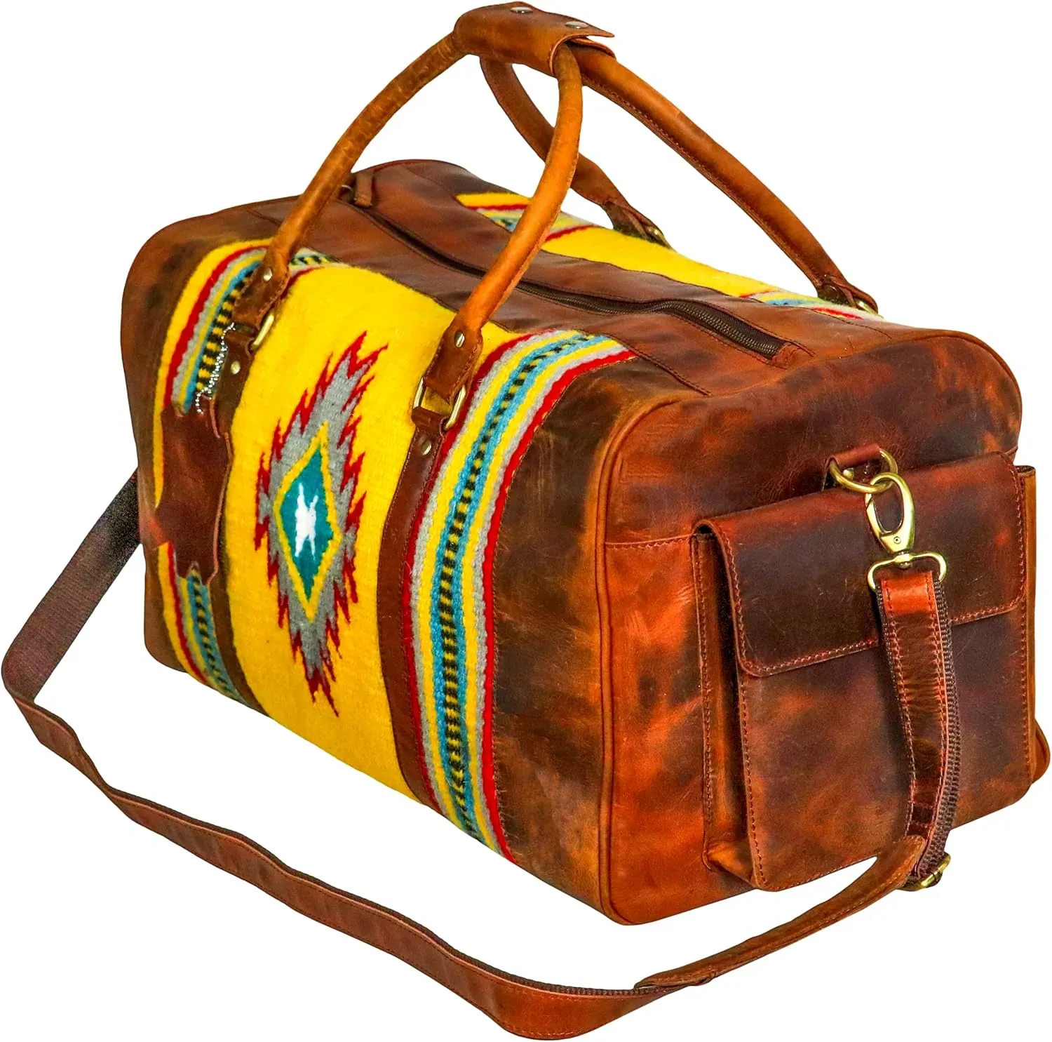 Handmade Duffle Bag leather heavy duty Gym Sports Airplane Overnight Luggage Carry On Unisex Travel Hand Rug Wollen Gift for His/Her (Duffle Bag Style_03)