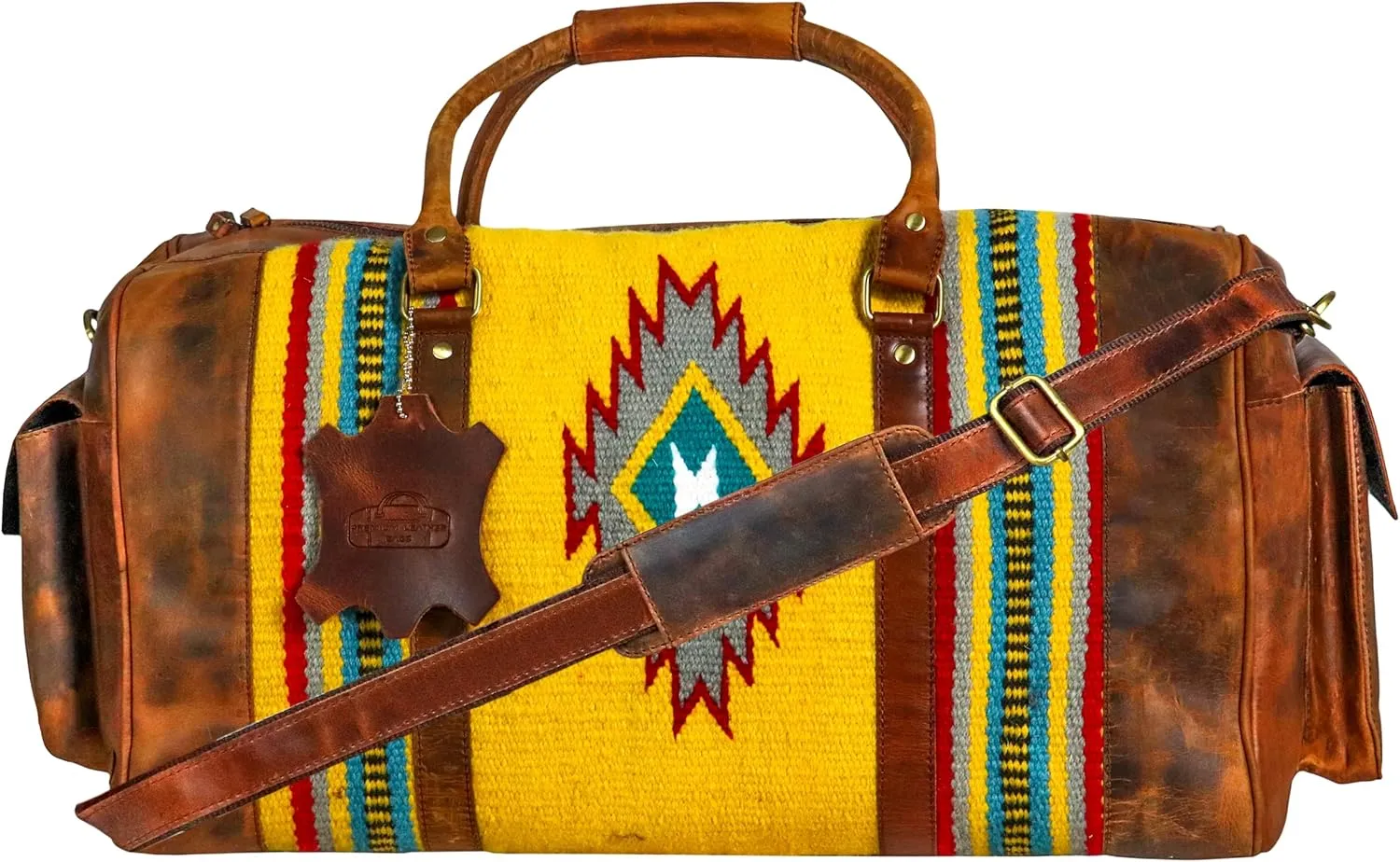 Handmade Duffle Bag leather heavy duty Gym Sports Airplane Overnight Luggage Carry On Unisex Travel Hand Rug Wollen Gift for His/Her (Duffle Bag Style_03)