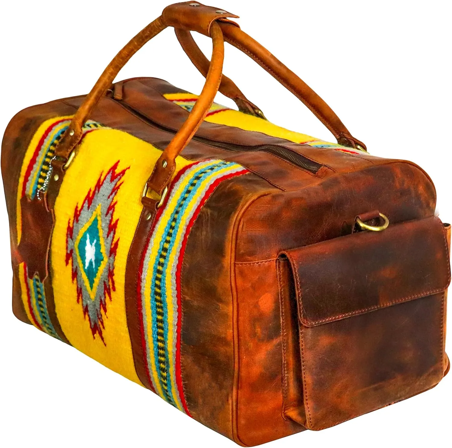 Handmade Duffle Bag leather heavy duty Gym Sports Airplane Overnight Luggage Carry On Unisex Travel Hand Rug Wollen Gift for His/Her (Duffle Bag Style_03)
