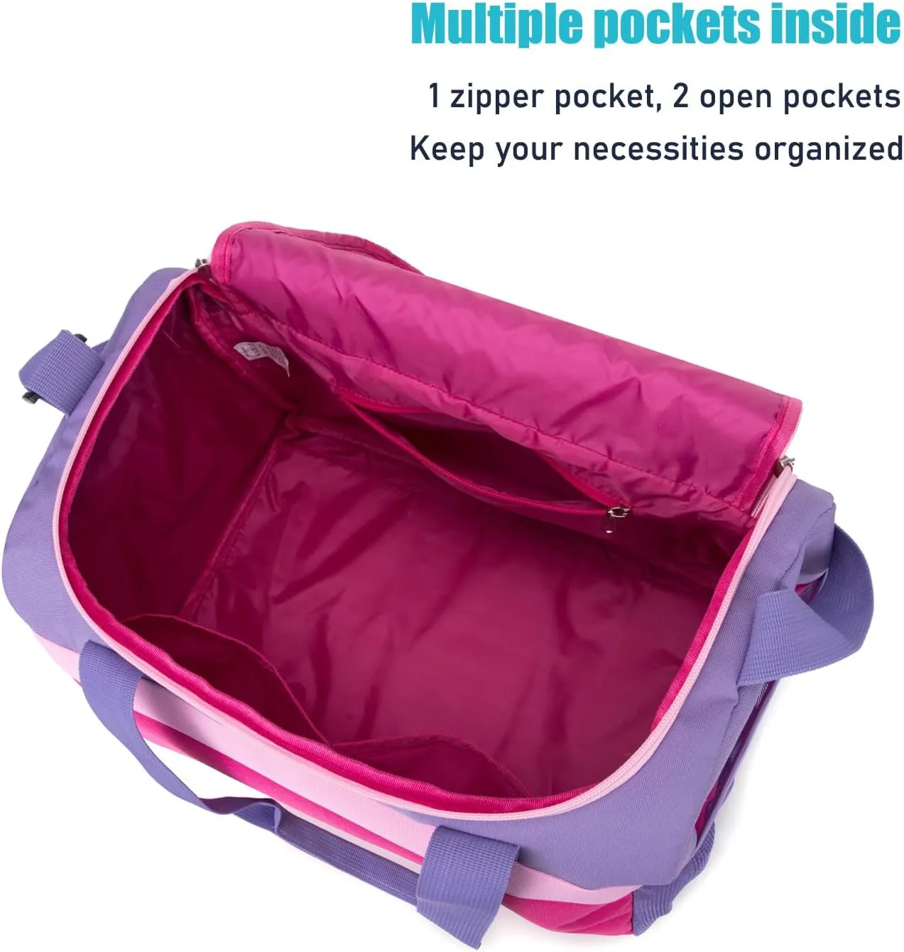 HawLander Small Duffle Bag for Kids Boys or Girls, Travel Bag for One Day Trip (Rose Purple)