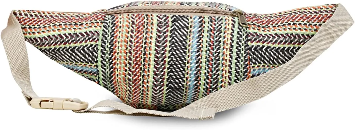 Hemp Fanny Pack,Adjustable Waist and Multiple Pockets,Waist Bag & for all purpose (Multi-12)
