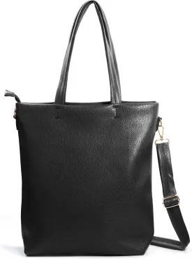 HOXIS Women's Vertical Tote Bag with Removable Shoulder Strap Vegan Leather Shoulder Handbag Satchel Bag
