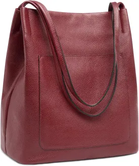 Kattee Leather Shoulder Tote Bags for Women, Soft Purses and Handbags with Top Magnetic Snap Closure
