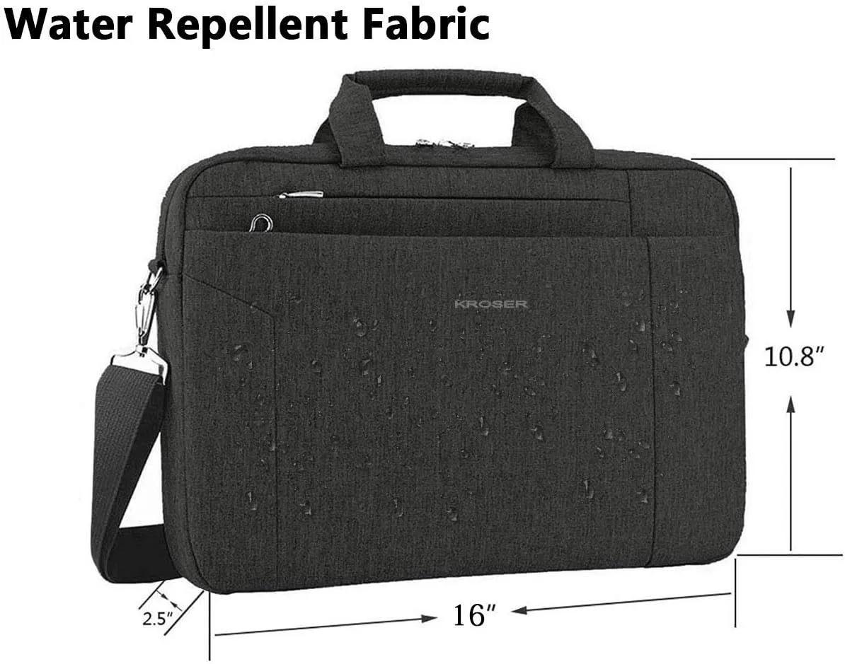 KROSER Laptop Bag 15.6 Inch Briefcase Shoulder Bag Water Repellent Laptop Bag Bussiness Carrying Handbag