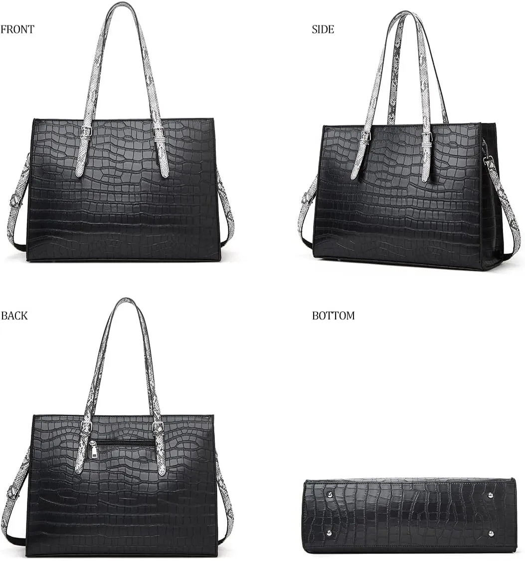 Laptop Bag for Women 15.6 inch Laptop Tote Bag Leather Classy Computer Briefcase for Work Waterproof Handbag 2pcs Set