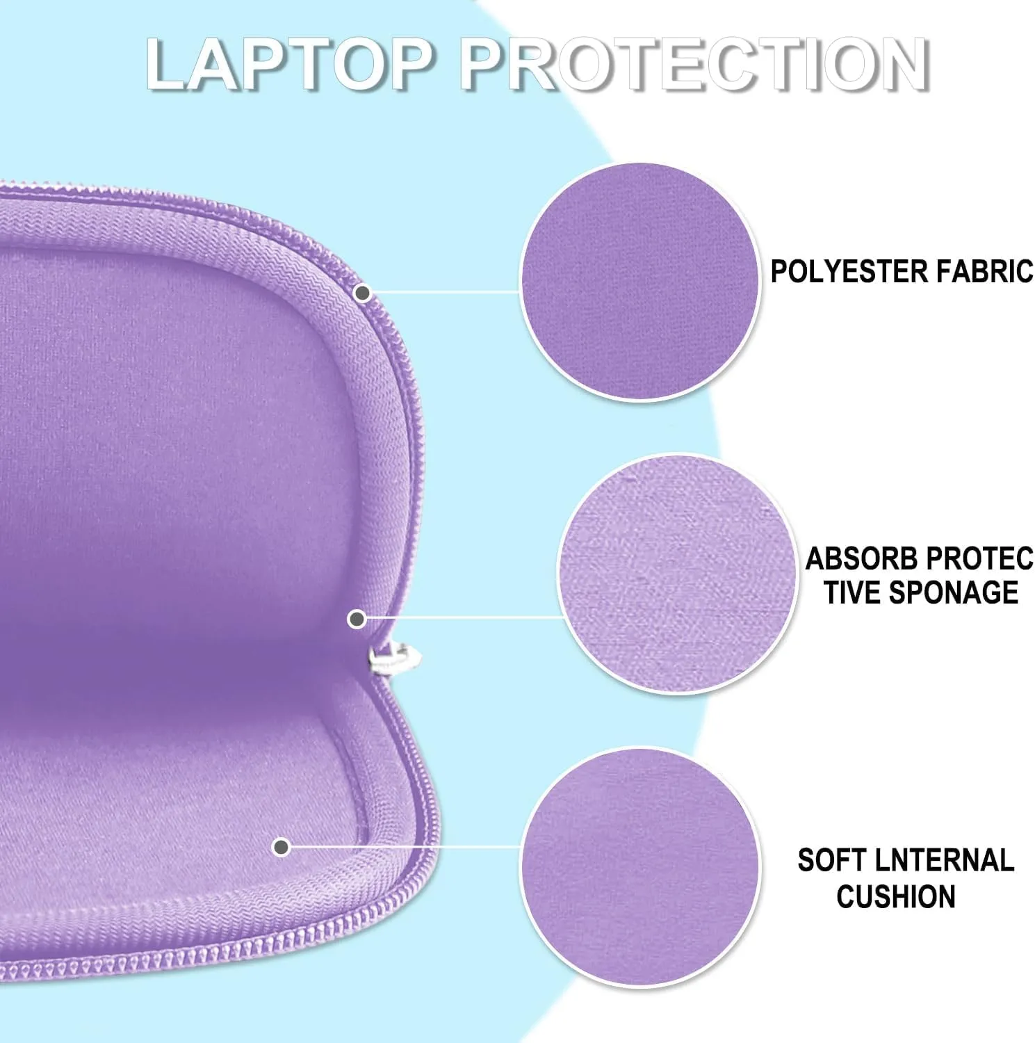 Laptop Sleeve 15.6 inch, Shockproof Protective Laptop Cover Briefcase Carrying Computer Bag with Accessory Pocket, Portable Computer Case Compatible with MacBook, HP, Dell, Lenovo, Asus, Purple