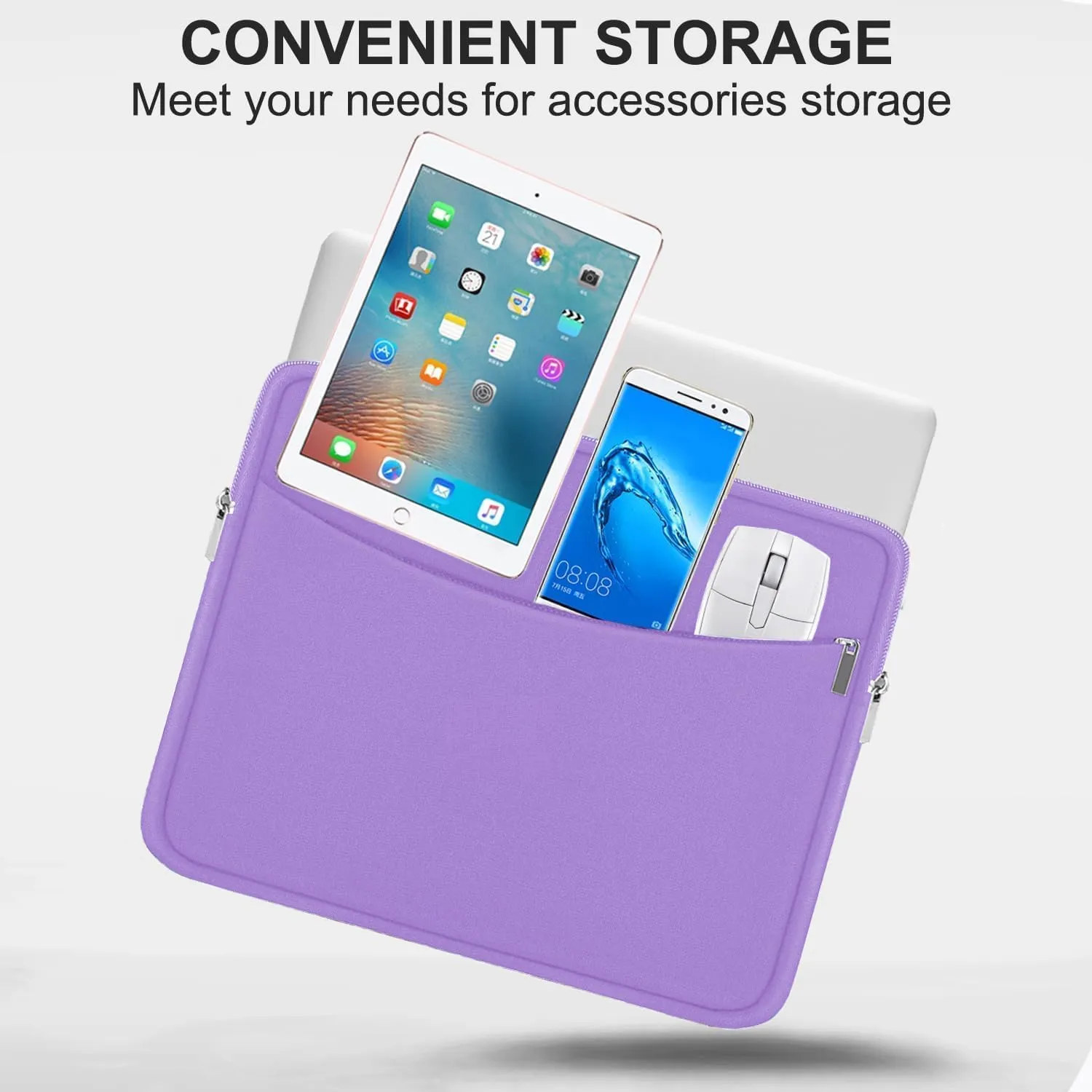 Laptop Sleeve 15.6 inch, Shockproof Protective Laptop Cover Briefcase Carrying Computer Bag with Accessory Pocket, Portable Computer Case Compatible with MacBook, HP, Dell, Lenovo, Asus, Purple
