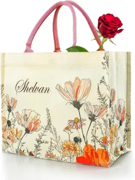 Large Canvas Tote Bag for Women, Beach bag for women,Travel Tote Bag, Work tote bag, Handbag,Teacher Bag,Orange-pink Bag with Handles
