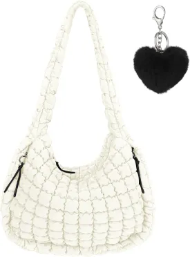 Large Quilted Tote Bag Crossbody Puffer Tote Bags for Women Quilted Hobo Bags Carryall Shoulder Bubble Bag