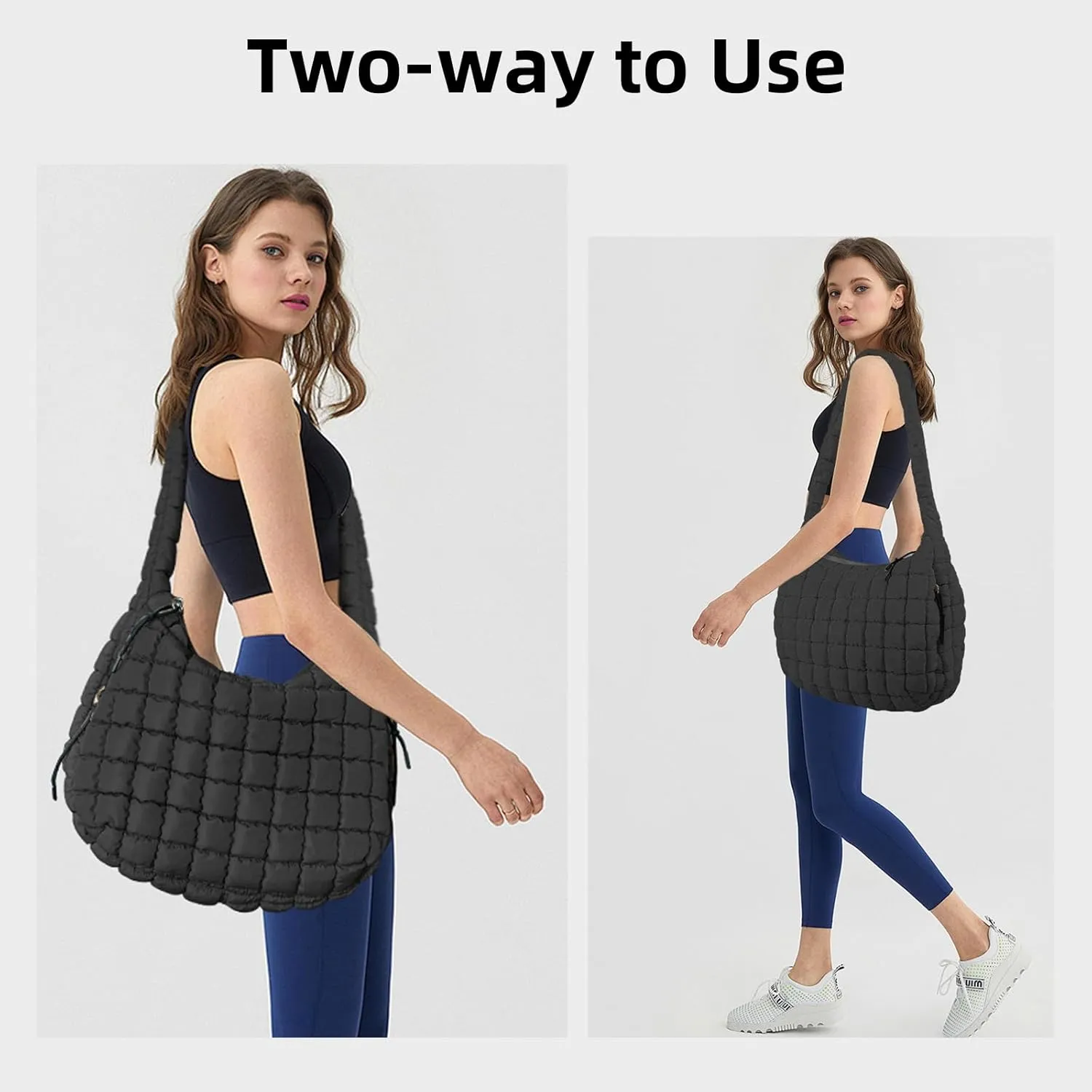 Large Quilted Tote Bag Crossbody Puffer Tote Bags for Women Quilted Hobo Bags Carryall Shoulder Bubble Bag