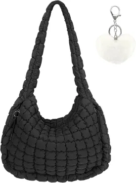 Large Quilted Tote Bag Crossbody Puffer Tote Bags for Women Quilted Hobo Bags Carryall Shoulder Bubble Bag