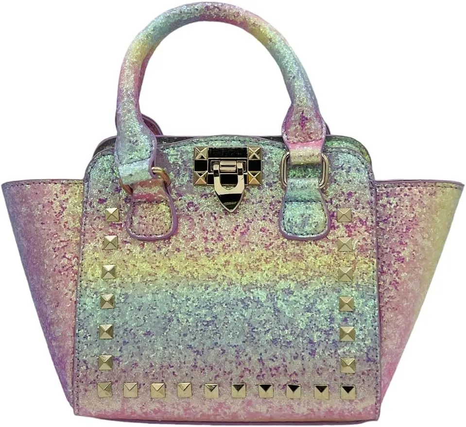 Little Girls Cute Glitter Handbag with Gold Studs Stylish Toddler Purse with Handle Stylish mini Fashion Purse for Kids