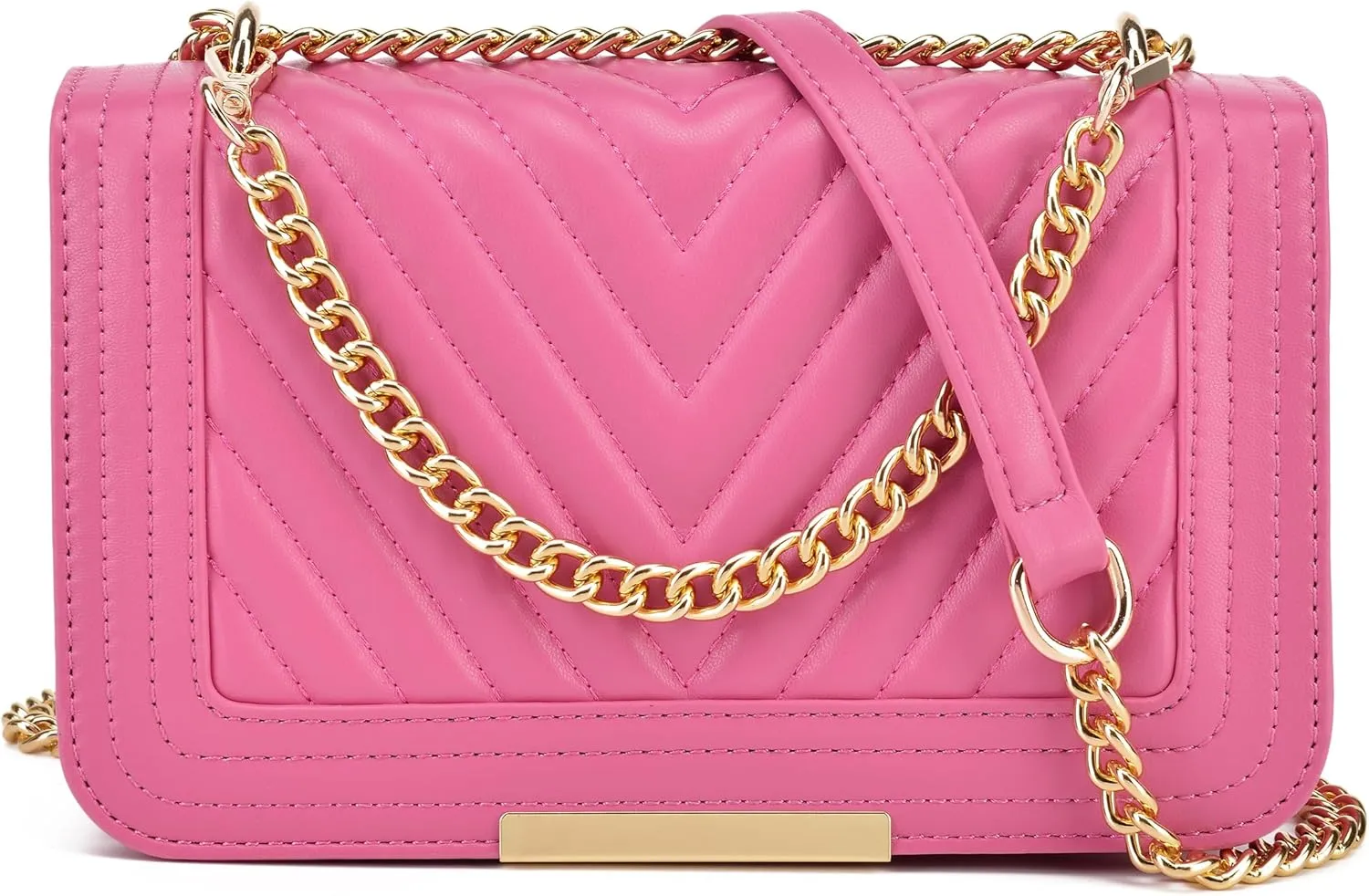 lola mae Crossbody Bags for Women Fashion Quilted Shoulder purse with Convertible Chain Strap Classic Satchel Handbag