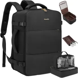 LOVEVOOK Travel Backpack for Women,40L Carry On Backpack Flight Approved with 3 Packing Cubes,TSA Personal Item Travel Bag Fits 17.3 Laptop,Weekender Hiking Business Luggage Daypack Black