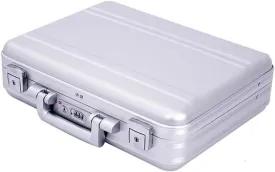 Metal Combination TSA Lock Briefcase Aluminum Brief Case Metal Toolbox Cash Case 15.6 Inch Notebook Briefcase with Removable Foam (Silver 18.1X13.8X4.5 Inch)