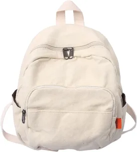 Mini Backpack for Women Men Small Aesthetic Canvas Bag Work Backpack Cute Backpack Purse Casual Daypack (White,One Size)