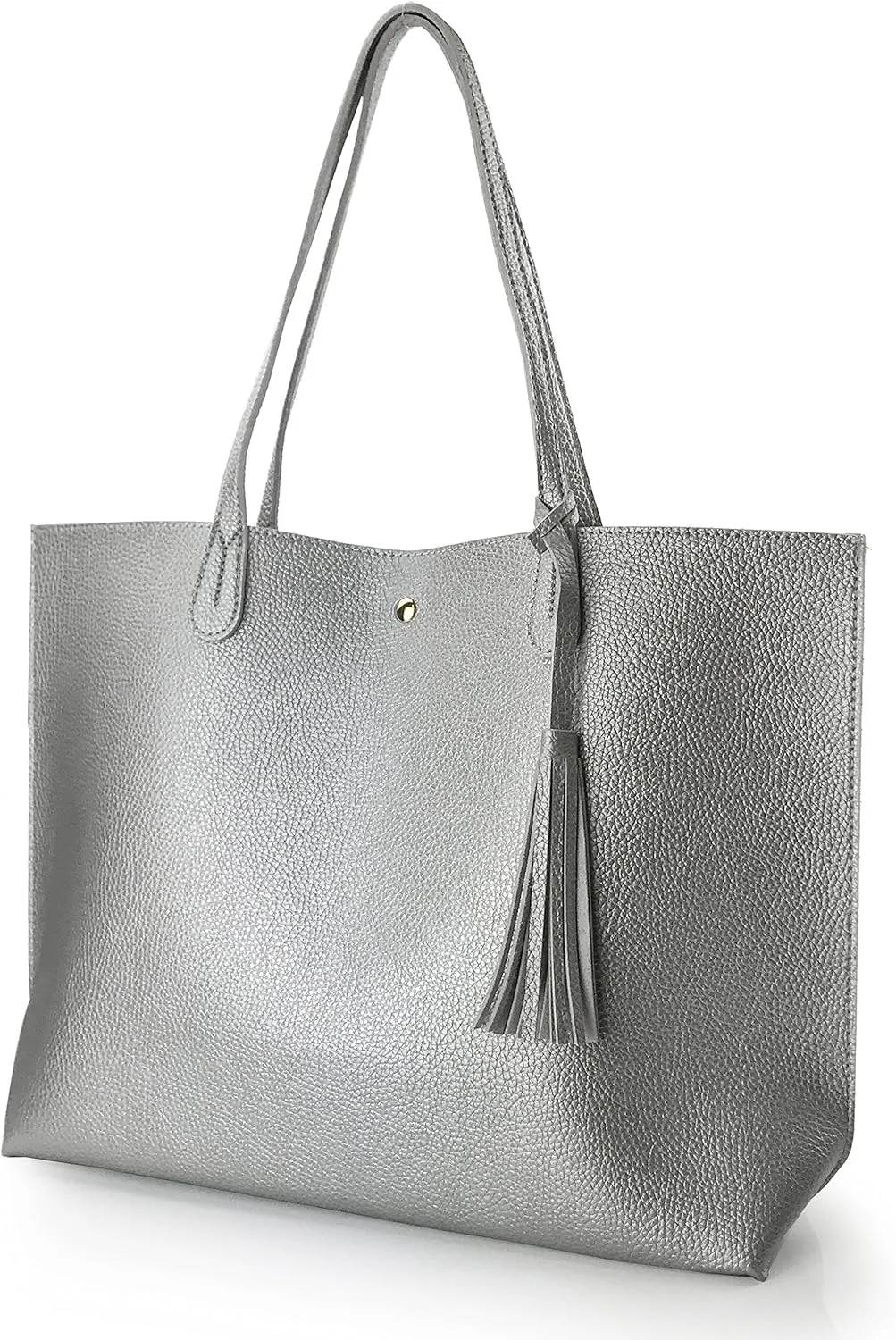 Minimalist Clean Cut Pebbled Faux Leather Tote Womens Shoulder Handbag