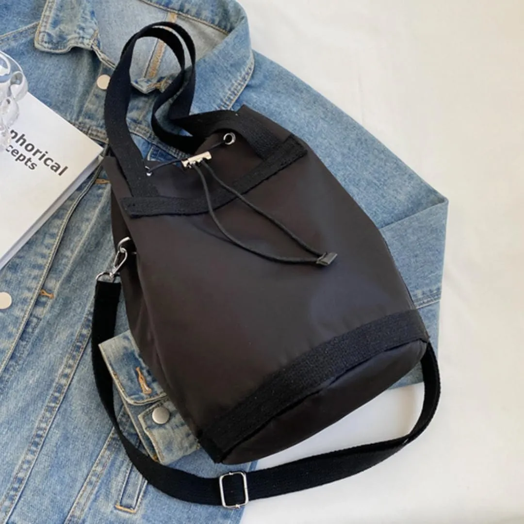MOLERFO Nylon Bucket Bags for Women Aesthetic Tote Bag Aesthetic Bucket Bag Nylon Crossbody Bags for Women (Black)