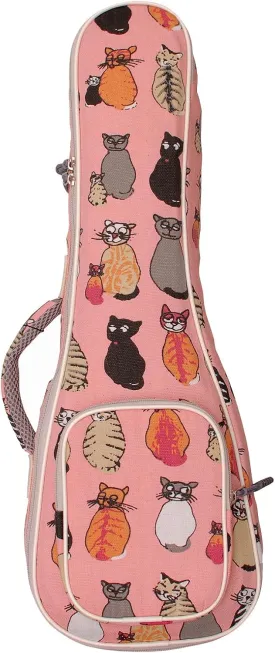 MUSIC FIRST Canvas MISS CAT ukulele case ukulele bag, Double Shoulder Straps, Original Design (Fit for 23~24 inch Concert Ukulele, Double Shoulder Straps)