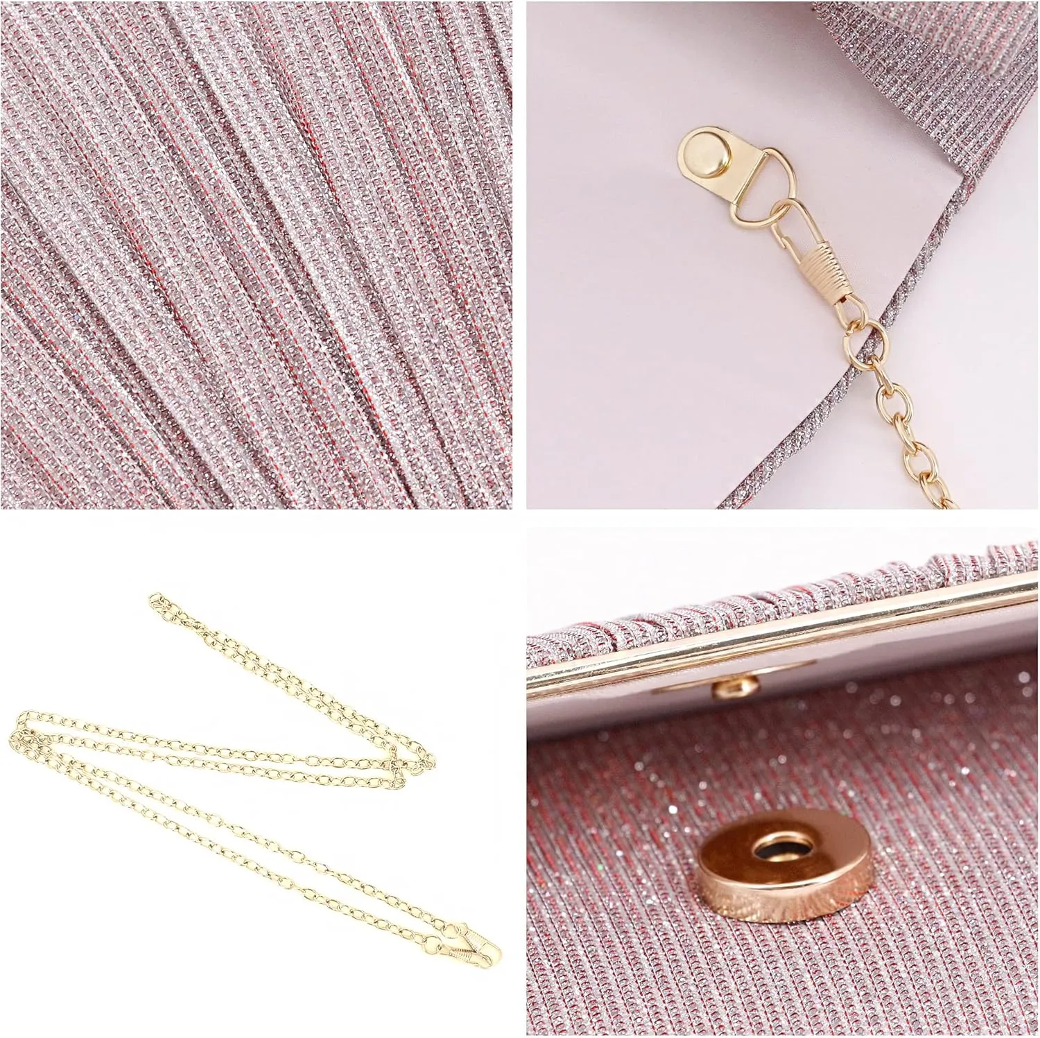 Naimo Flap Dazzling Small Clutch Bag Evening Bag With Detachable Chain