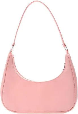 Nylon Pink Shoulder Bag Cute Hobo Tote Under The Arm Purse Underarm Bag Crossbody Bag For Women Mini Clutch Purse With Zipper Closure