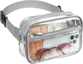 Packism Clear Fanny Pack Stadium Approved - Clear Belt Bag for Women Men Plus Size Transparent Waist Bag with Adjustable Strap for Concerts, Sporting Events - Grey