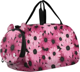 Peach Daisy Gym Duffel Bag with Shoes Compartment Multifunctional Gymnastics Sports Bag for School Practice, Sports, Travel bolsas de