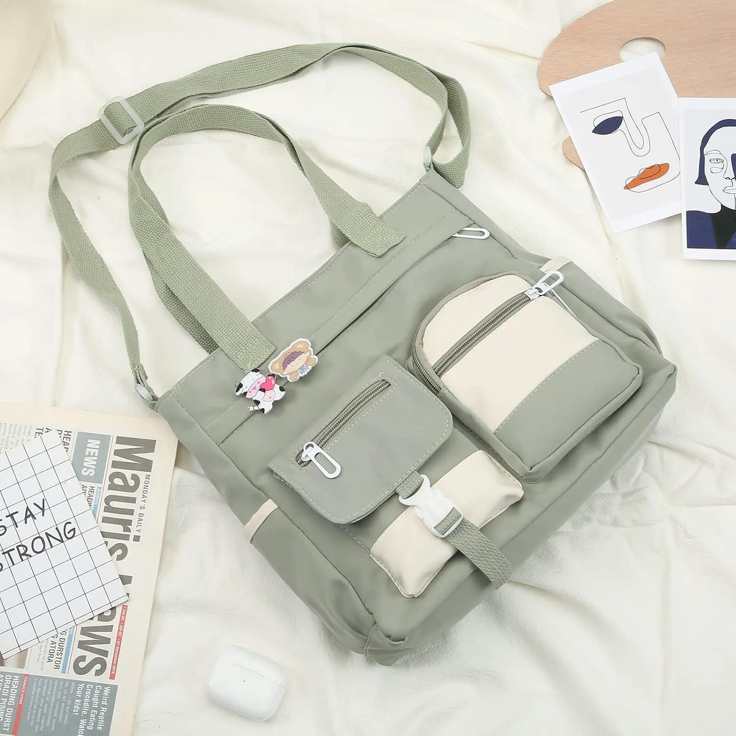 Phaoullzon Crossbody Cute Bag for Teens Kawaii Messenger Purse Nylon Shoulder Tote Bags