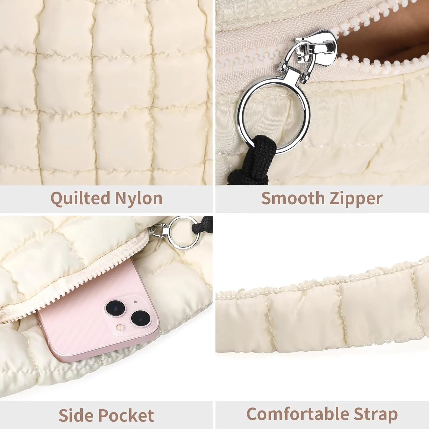 Puffer Tote Bag for Women Large Quilted Carryall Bag Soft Puffy Crossbody Lightweight Shoulder Handbags Work Travel