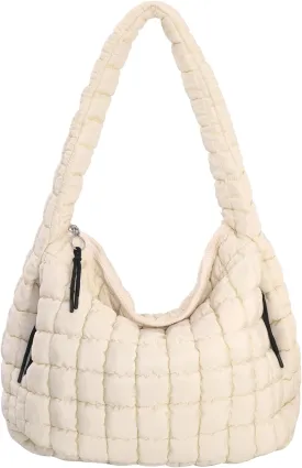 Puffer Tote Bag for Women Large Quilted Carryall Bag Soft Puffy Crossbody Lightweight Shoulder Handbags Work Travel